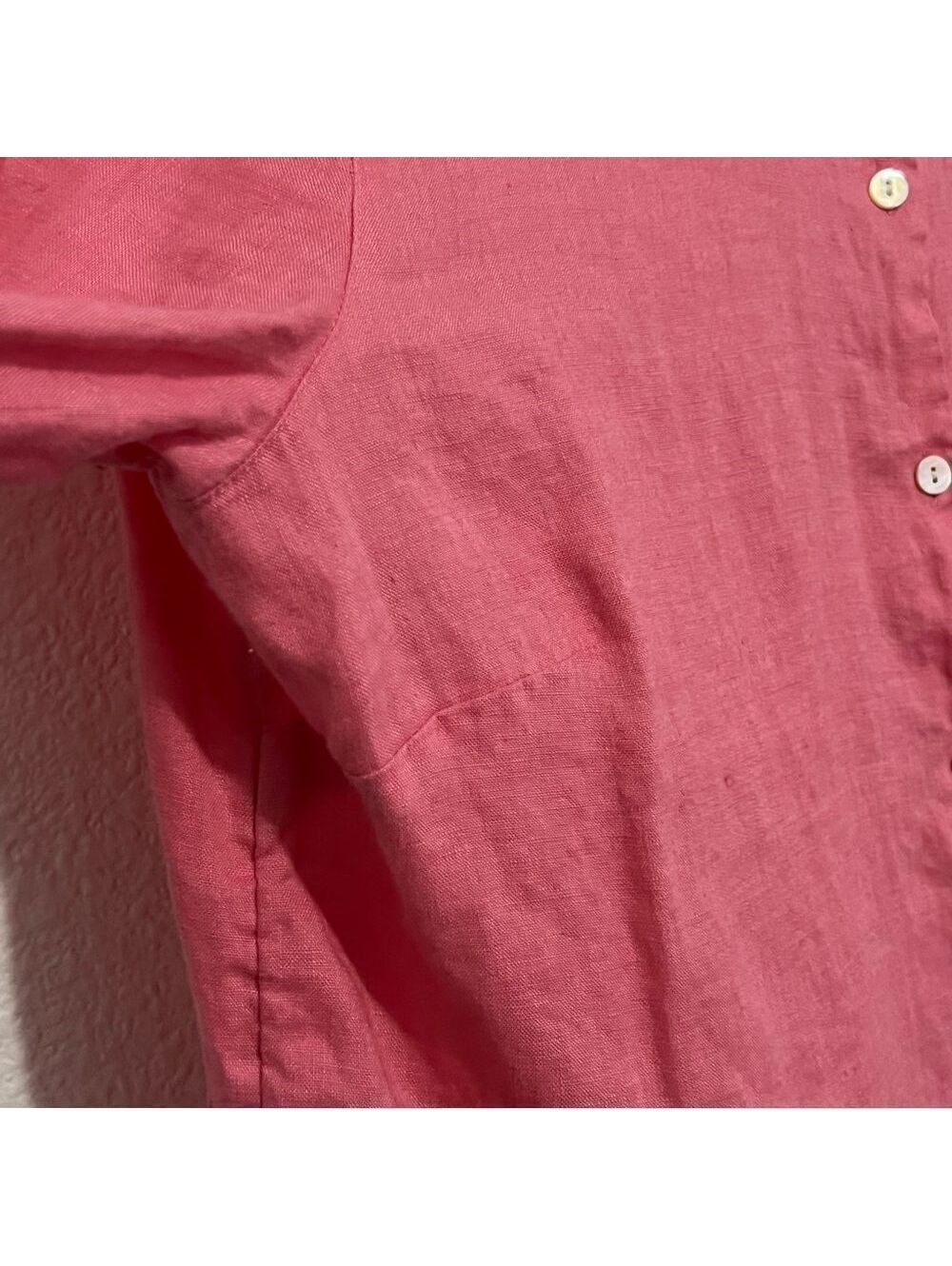 J Jill Linen Pink Essential Button Down Oversized Tunic Split Hem Top M - Picture 7 of 10